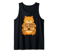 Funny Cat Kitten Will Work for Food Quote Gift Men Women Ki Tank Top
