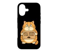 Funny Cat Kitten Will Work for Food Quote Gift Men Women Kid Case for iPhone 17