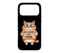 Funny Cat Kitten Will Work for Food Quote Gift Men Women Kid Case for iPhone 17 Pro Max