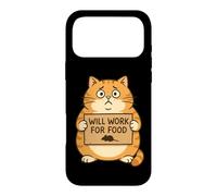Funny Cat Kitten Will Work for Food Quote Gift Men Women Kid Case for iPhone 17 Pro Max