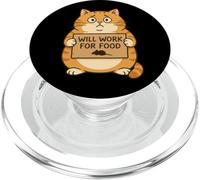Funny Cat Kitten Will Work for Food Quote Gift Men Women Kid PopSockets PopGrip for MagSafe