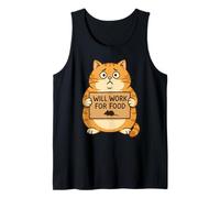 Funny Cat Kitten Will Work for Food Quote Gift Men Women Kid Tank Top