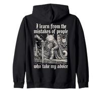 Funny Cat Knight Learn From Mistakes Medieval Sarcasm Zip Hoodie