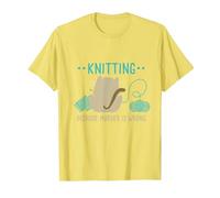 Funny Cat Knitting Because Murder is Wrong I Knitting Lover T-Shirt, Men, Lemon Yellow, XX-Large
