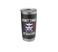 Funny Cat Knitting Because Murder is Wrong Stainless Steel Insulated Tumbler