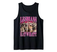 Funny Cat Lesbians Eat What?! Gay Pride Pun Tank Top