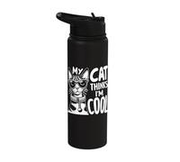 Funny Cat Lover & Cat Mom & Cat Dad | My Cat Thinks I'm Cool Stainless Steel Insulated Water Bottle