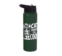 Funny Cat Lover & Cat Mom & Cat Dad | My Cat Thinks I'm Cool Stainless Steel Insulated Water Bottle