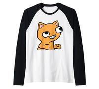 Funny Cat Lover Crazy Cartoon Kitty Design Raglan Baseball Tee