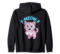 Funny Cat Lover Kawaii Pink Kitten F MEOW F Sassy Feline Zip Hoodie