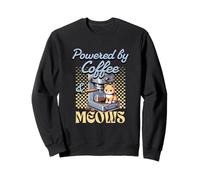 Funny Cat Lovers Humor Powered by Coffee and Meows Sweatshirt