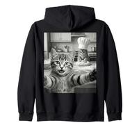 Funny Cat Making Biscuits Meme Bakery Kitten Chef Selfie Zip Hoodie