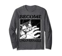 Funny Cat Meme Biting Hand Become Ungovernable Cat Rage Long Sleeve T-Shirt
