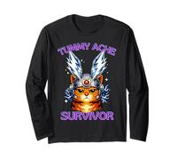 Funny Cat Meme I Survived Today’s Tummy Ache Graphic Long Sleeve T-Shirt