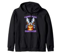 Funny Cat Meme I Survived Today’s Tummy Ache Graphic Zip Hoodie