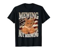 Funny Cat Meme Mewing With USA Flag T-Shirt