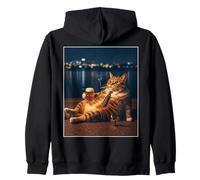 Funny Cat Meme Smoking Beer Retro Night Zip Hoodie