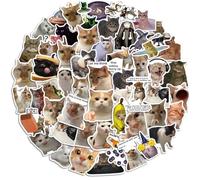 Funny Cat Meme Stickers Pack - 56PCS Hilarious Waterproof Vinyl Stickers for Laptops, Water Bottles, Notebooks, Scrapbooking - Cute Cat Meme Decor for Teens & Adults