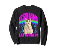 Funny Cat Meme Tee Lesbians Eat What Gay Pride Pun Bootleg Sweatshirt