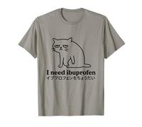 Funny Cat Meme Tee Sad Tired Lazy Cat Joke I Need Ibuprofen T-Shirt