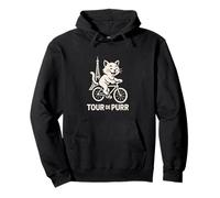 funny cat meme tour de purr vintage cartoon biking parody Pullover Hoodie