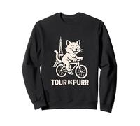 funny cat meme tour de purr vintage cartoon biking parody Sweatshirt