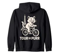 funny cat meme tour de purr vintage cartoon biking parody Zip Hoodie