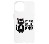 Funny Cat Mom Social Anxiety Stressed Coffee Lover Case for iPhone 15