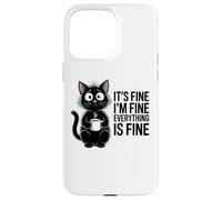 Funny Cat Mom Social Anxiety Stressed Coffee Lover Case for iPhone 15 Pro Max
