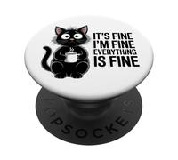 Funny Cat Mom Social Anxiety Stressed Coffee Lover PopSockets Adhesive PopGrip