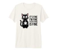 Funny Cat Mom Social Anxiety Stressed Coffee Lover Premium T-Shirt