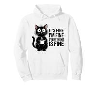 Funny Cat Mom Social Anxiety Stressed Coffee Lover Pullover Hoodie