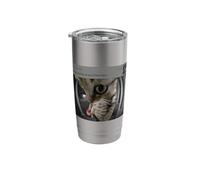 Funny Cat Motion Front Door Meme Boxing Kitty Design Stainless Steel Insulated Tumbler