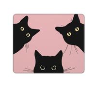 Funny Cat Mouse Pad Square Cute Mouse Pads for Wireless Mouse Small Office Computer Mousepad for Desk Laptop with Non-Slip Rubber Base Mouse Mat, 7.9×9.5 in, 3 Cats (Pink)