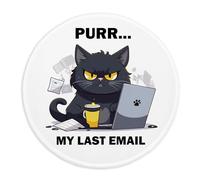 Funny Cat Mousepad, Purr My Last Email Mouse Pad with Stitched Edge Non-Slip Rubber Base, Office Gift Home Office Computer Desk Accessories, Cat Round Mouse Mat for Laptop Gaming Supplies