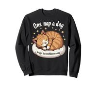Funny Cat Napping | One Nap a Day Keeps the Meltdown Away Sweatshirt