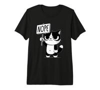 Funny Cat Nope, Grumpy Face Cat, Sarcastic Kids Mom Dad Premium T-Shirt