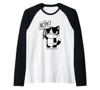 Funny Cat Nope, Grumpy Face Cat, Sarcastic Kids Mom Dad Raglan Baseball Tee