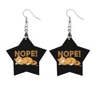 Funny Cat Nope Women's Wooden Earring Star Dangle Earrings Pendant Jewelry