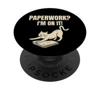 Funny Cat Office Humor - Paperwork I’m On It PopSockets Adhesive PopGrip