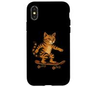 Funny Cat On A Skateboard Skateboarding Case for iPhone X/XS