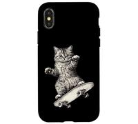 Funny Cat On A Skateboard Skateboarding Case for iPhone X/XS