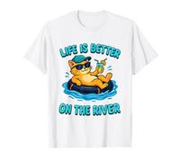 Funny Cat on River tube - Cat chillin and River Tubing T-Shirt
