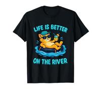 Funny Cat on River tube - Cat chillin and River Tubing T-Shirt