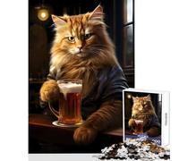 Funny Cat on Tavern Table for Adults 1000 Piece Jigsaw Puzzle Birthday Gifts Family Activities AntiStress Toys Suitable for People Aged 14 And Above (50x75cm)