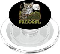Funny Cat Owl Meme Meowl Internet Brainrot Cursed Vintage PopSockets PopGrip for MagSafe