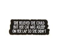 Funny Cat Owner Brooch - "I Want to Take Action, But My Cat is Sleeping on My Lap" Enamel Pin