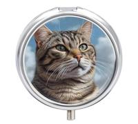 Funny Cat Pill Box Cute Round Pill Case Portable Medicine Tablet Vitamin Holder Organizer for Purse Pocket