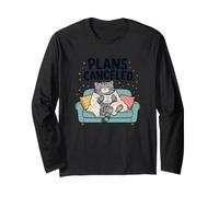 Funny Cat Plans Canceled Tea Cozy Kitty Sleeping Long Sleeve T-Shirt