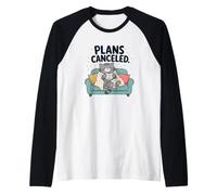 Funny Cat Plans Canceled Tea Cozy Kitty Sleeping Raglan Baseball Tee